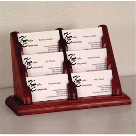 WOODEN MALLET 6 Pocket Countertop Business Card Holder in Mahogany WO599286